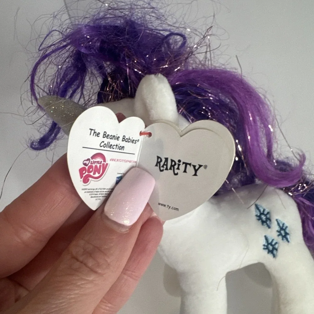 RARITY My Little Pony TY Beanie Baby Sparkle Hair Strands 7 inch NEW with Tag - Picture 10 of 13